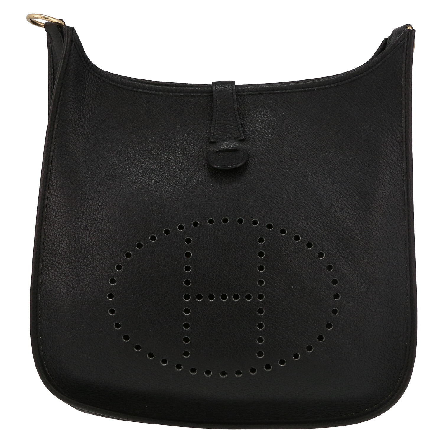 Bolso bandolera Hermès  Evelyne en cuero togo negro - Detail D2