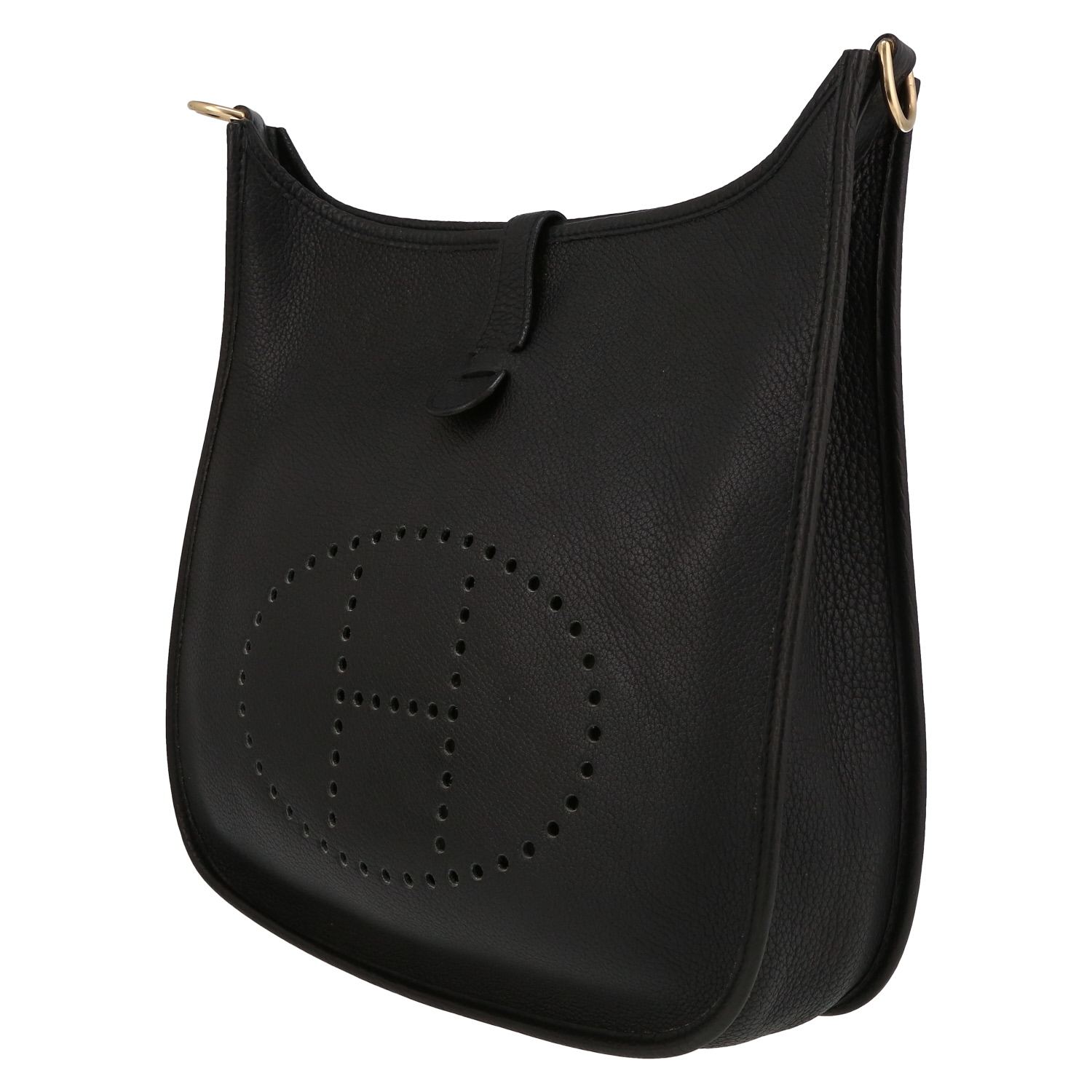 Bolso bandolera Hermès  Evelyne en cuero togo negro - Detail D3
