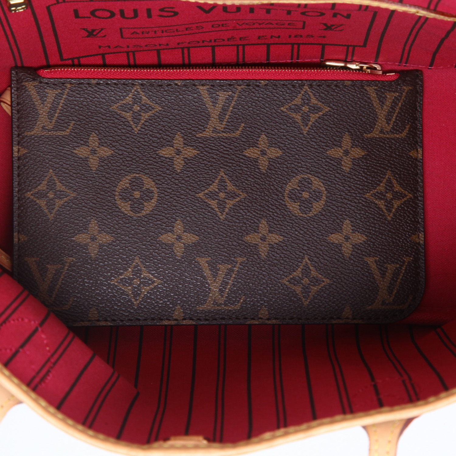 Louis Vuitton  Neverfull small model  shopping bag  monogram canvas  and natural leather - Detail D8