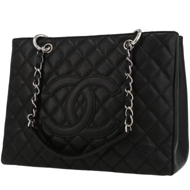 Sac porté épaule ou main Chanel  Shopping GST en cuir grainé matelassé noir