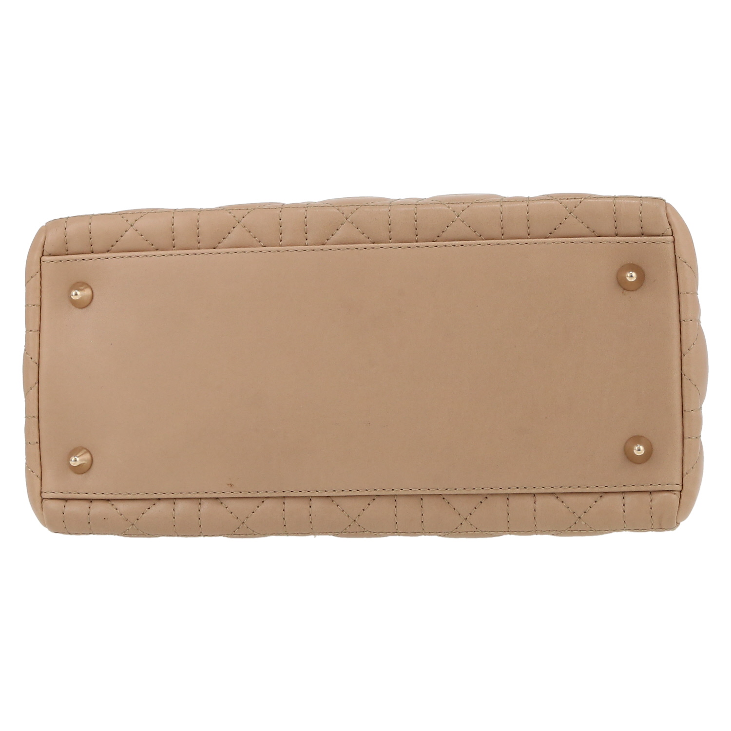 Sac à main Dior  Lady Dior en cuir cannage beige - Detail D4