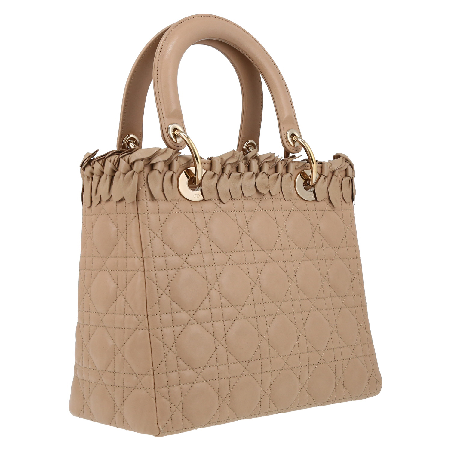 Dior  Lady Dior handbag  in beige leather cannage - Detail D6