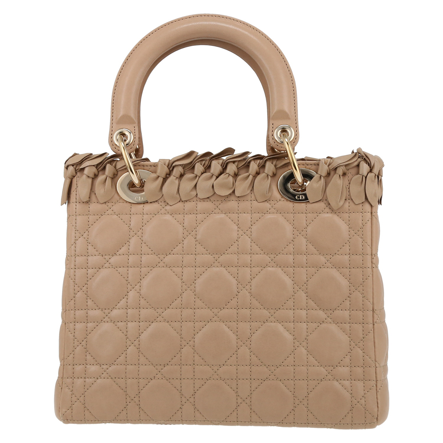 Sac à main Dior  Lady Dior en cuir cannage beige - Detail D7