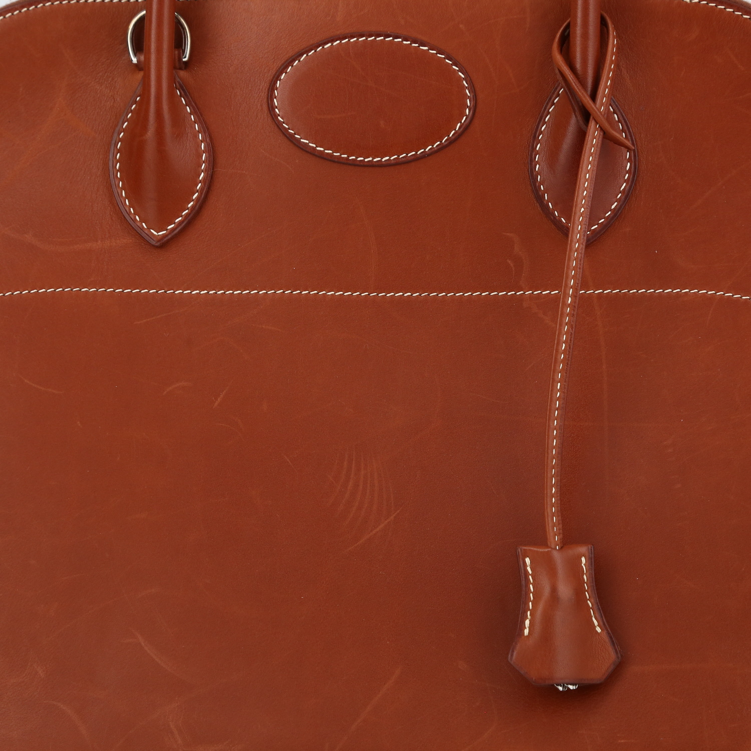 Bolso de mano Hermès  Bolide 35 cm en cuero Barenia marrón - Detail D1