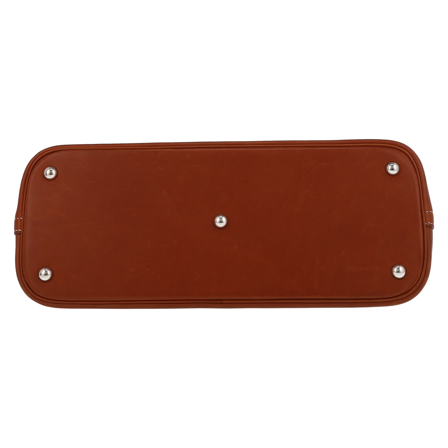 Hermès  Bolide 35 cm handbag  in brown Barenia leather - Detail D4