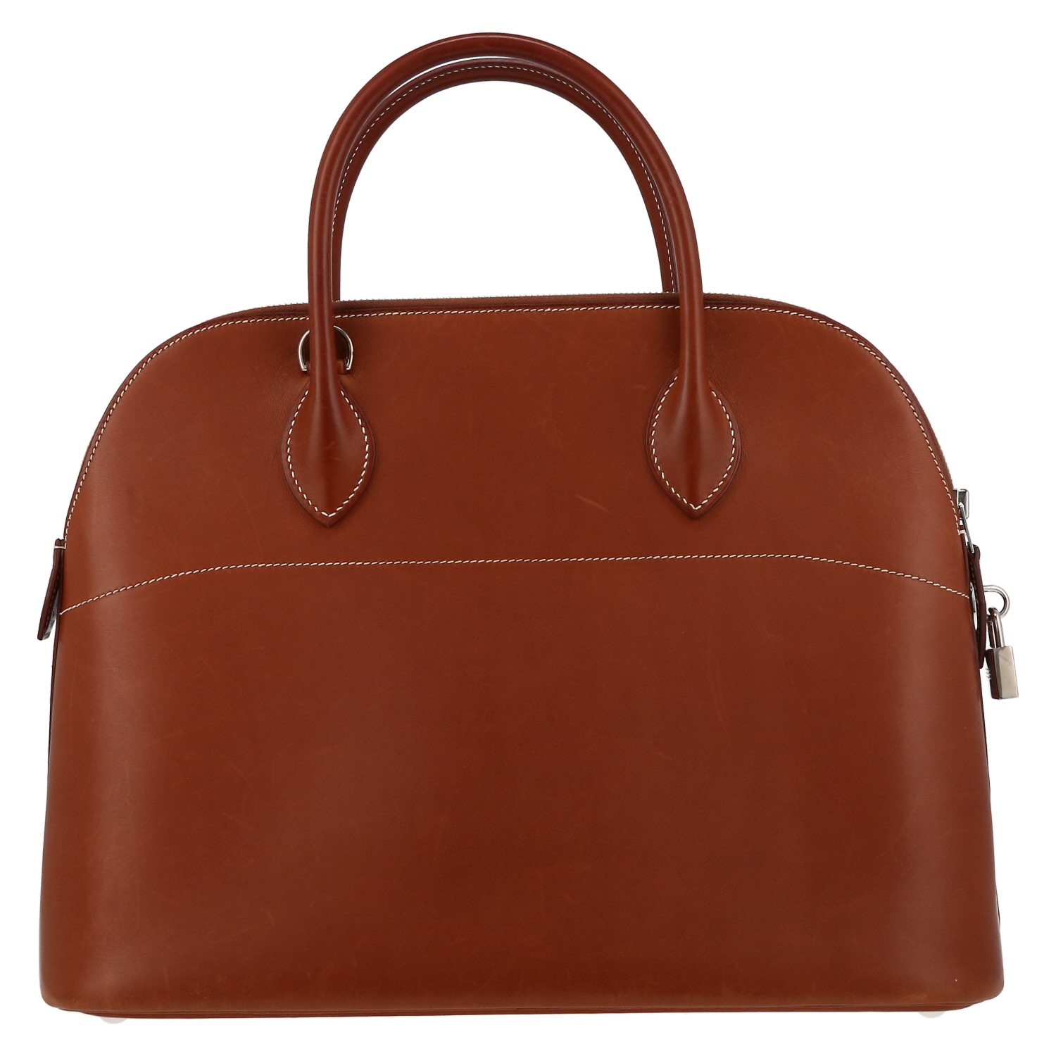 Hermès  Bolide 35 cm handbag  in brown Barenia leather - Detail D7