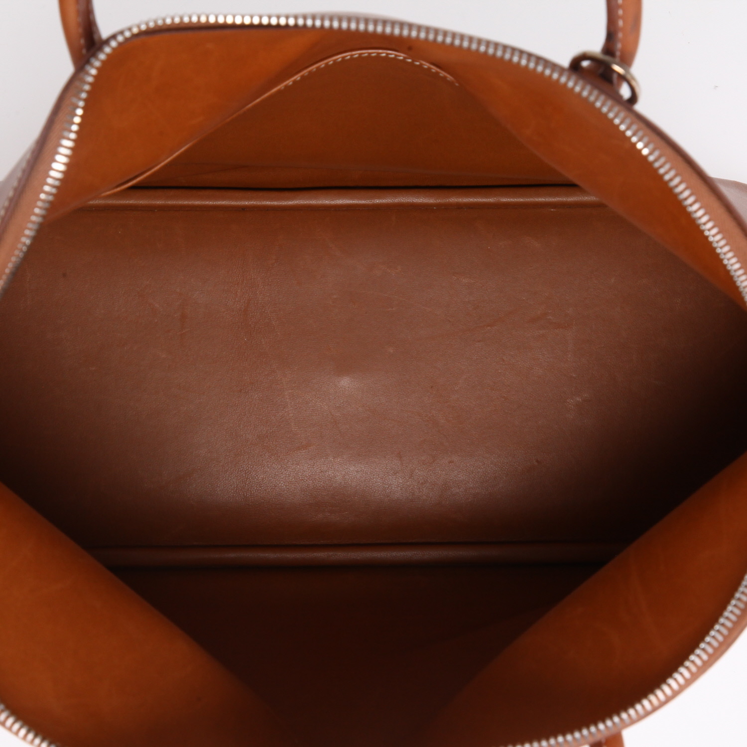 Hermès  Bolide 35 cm handbag  in brown Barenia leather - Detail D8