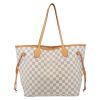 Louis Vuitton  Neverfull shopping bag  in azur damier canvas  and natural leather - Detail D2 thumbnail