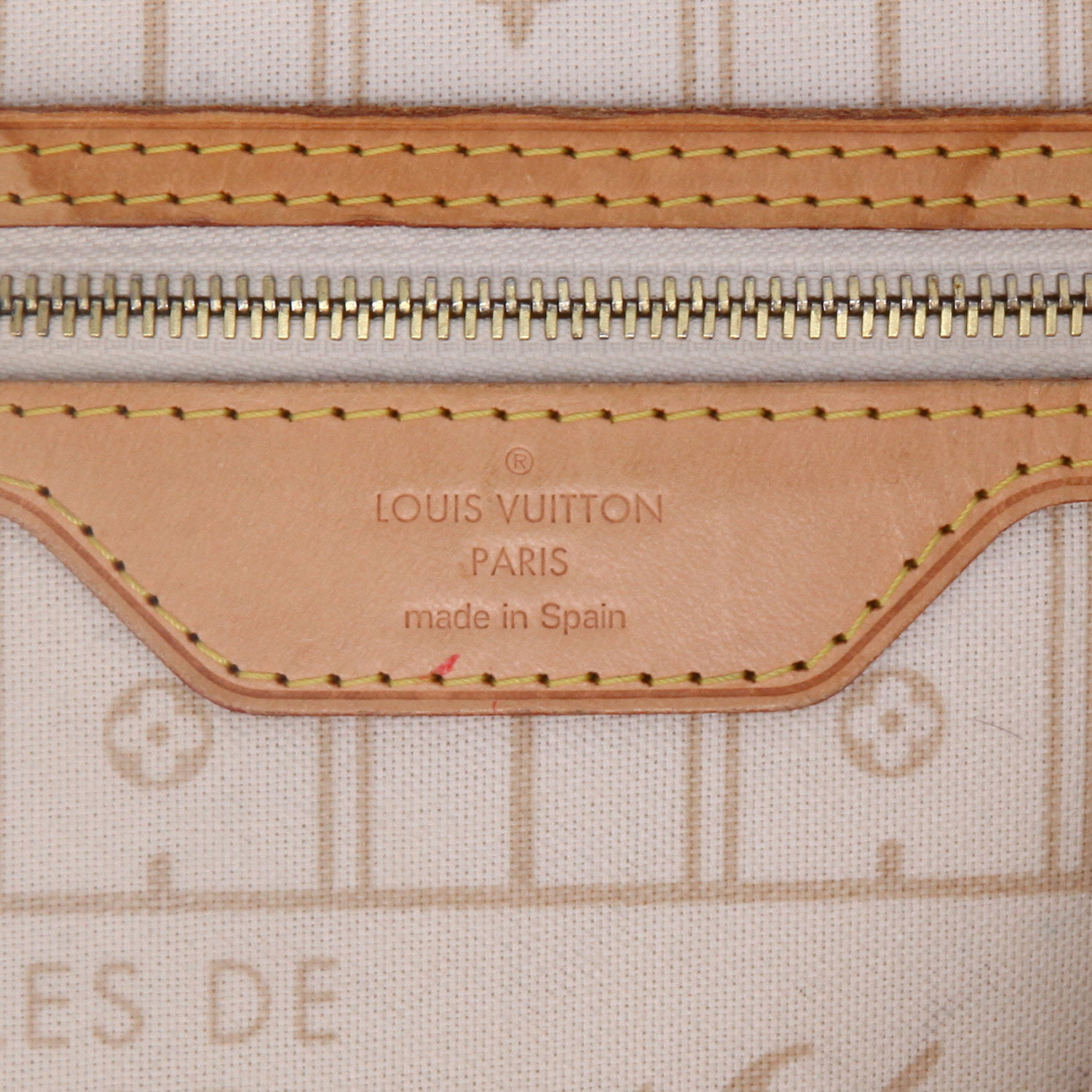 Sac cabas Louis Vuitton  Neverfull en toile damier azur et cuir naturel - Detail D9