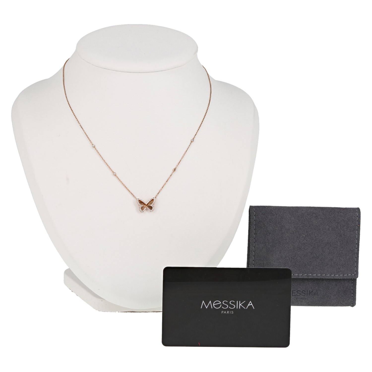 Messika Butterfly Garden necklace in pink gold and diamonds - Detail D2