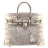 Hermès  Birkin 25 cm handbag  in grey and beige lizzard - Detail D2 thumbnail