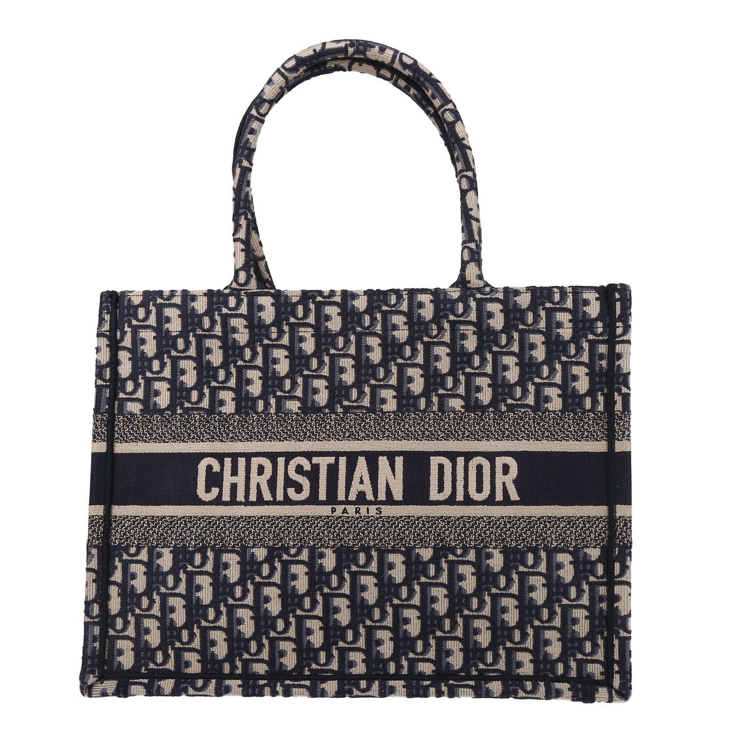 Shopping bag Dior  Book Tote in tessuto a monogramma Oblique blu e beige - Detail D2
