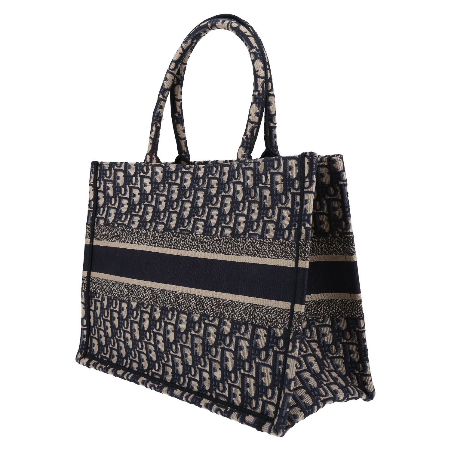 Bolso Cabás Dior  Book Tote en lona Monogram Oblique azul y beige - Detail D5