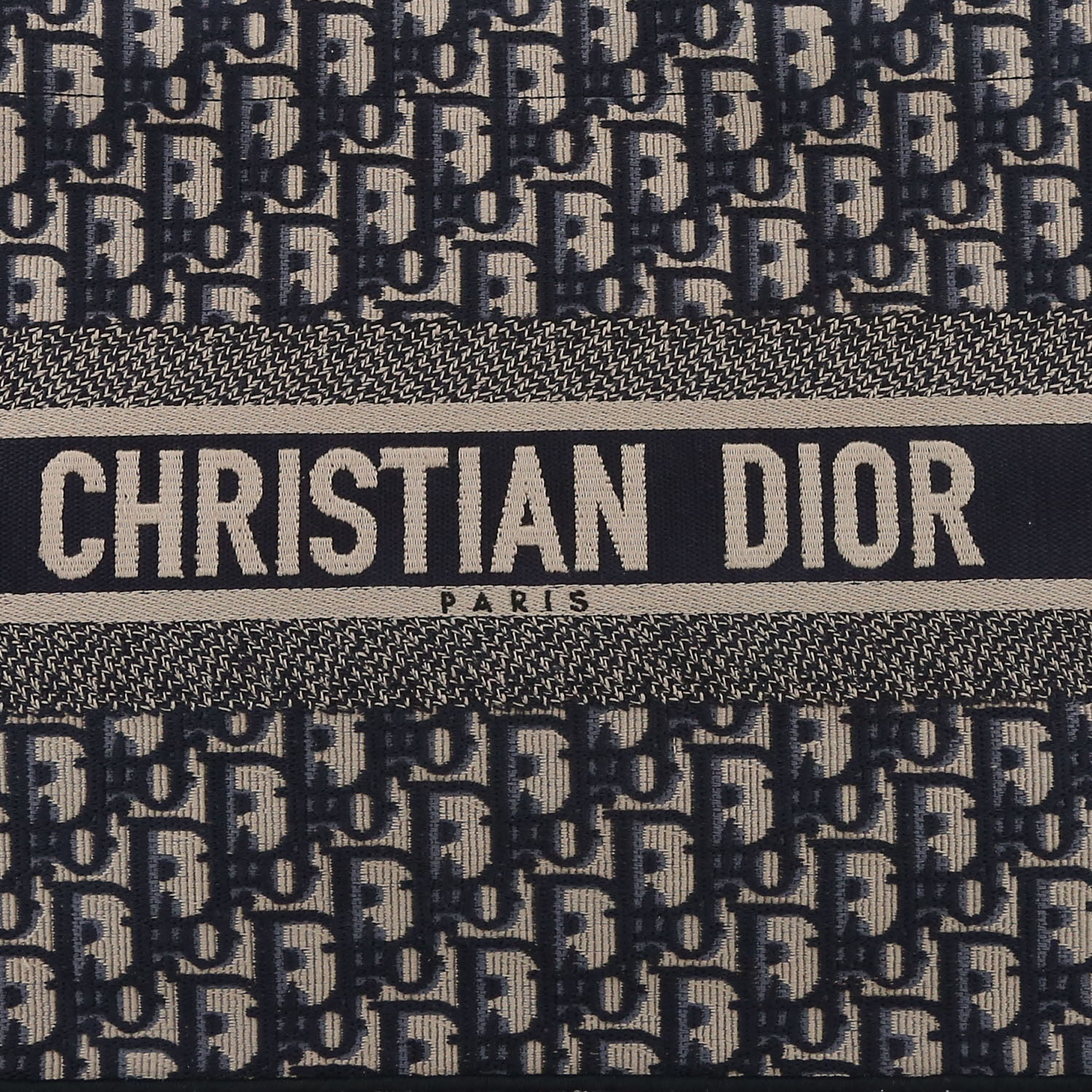 Sac cabas Dior  Book Tote en toile monogram Oblique bleue et beige - Detail D1