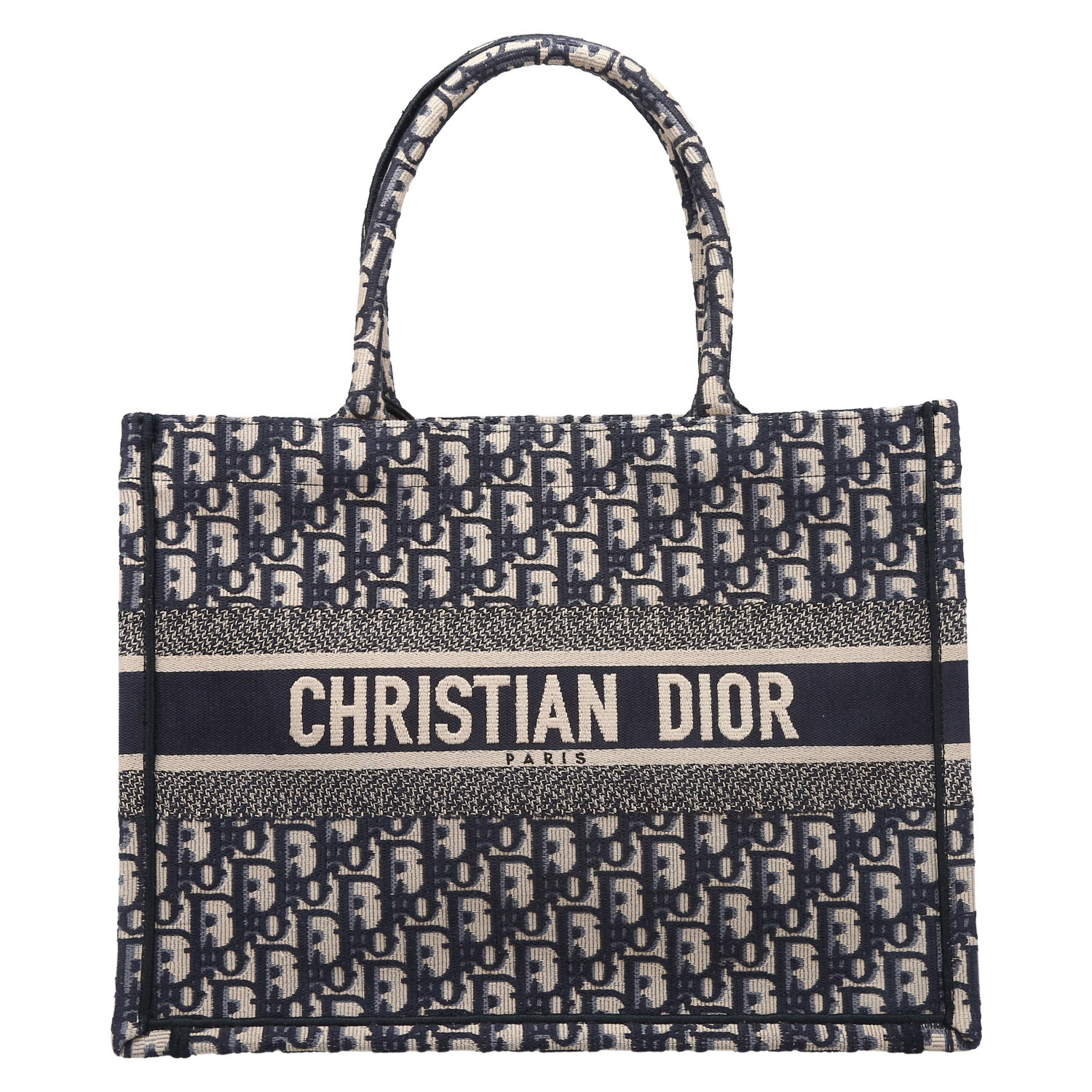 Shopping bag Dior  Book Tote in tessuto a monogramma Oblique blu e beige - Detail D2