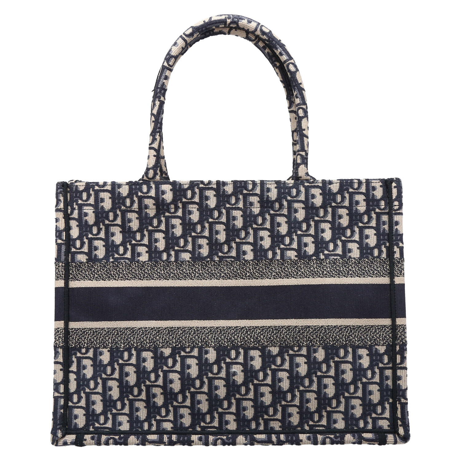 Sac cabas Dior  Book Tote en toile monogram Oblique bleue et beige - Detail D7