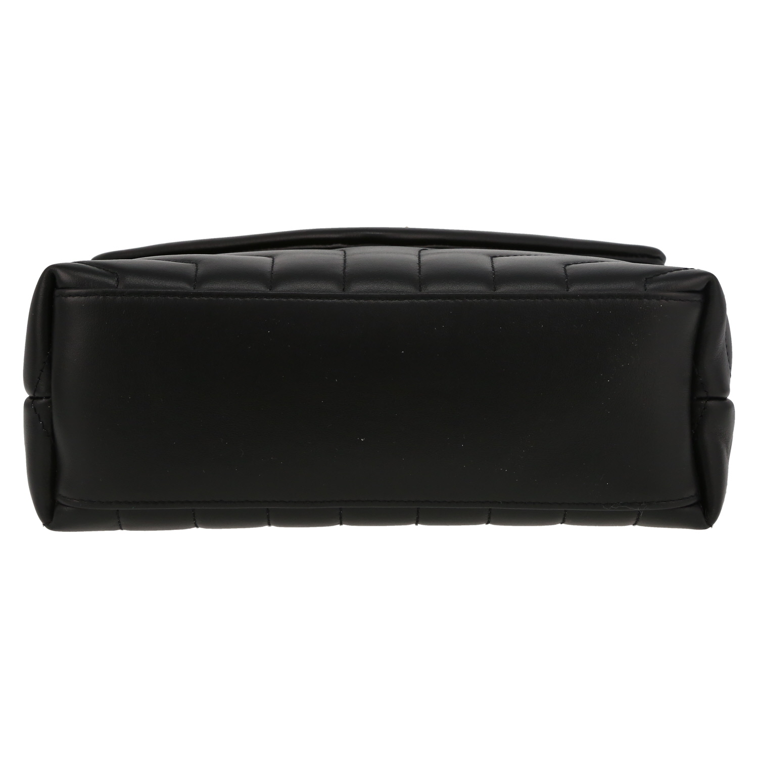 Saint Laurent Loulou small model shoulder bag in black chevron quilted leather - Detail D4