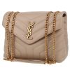 Bolso bandolera Saint Laurent  Loulou modelo pequeño  en cuero acolchado con motivos de espigas beige - 00pp thumbnail