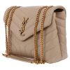 Bolso bandolera Saint Laurent  Loulou modelo pequeño  en cuero acolchado con motivos de espigas beige - Detail D3 thumbnail