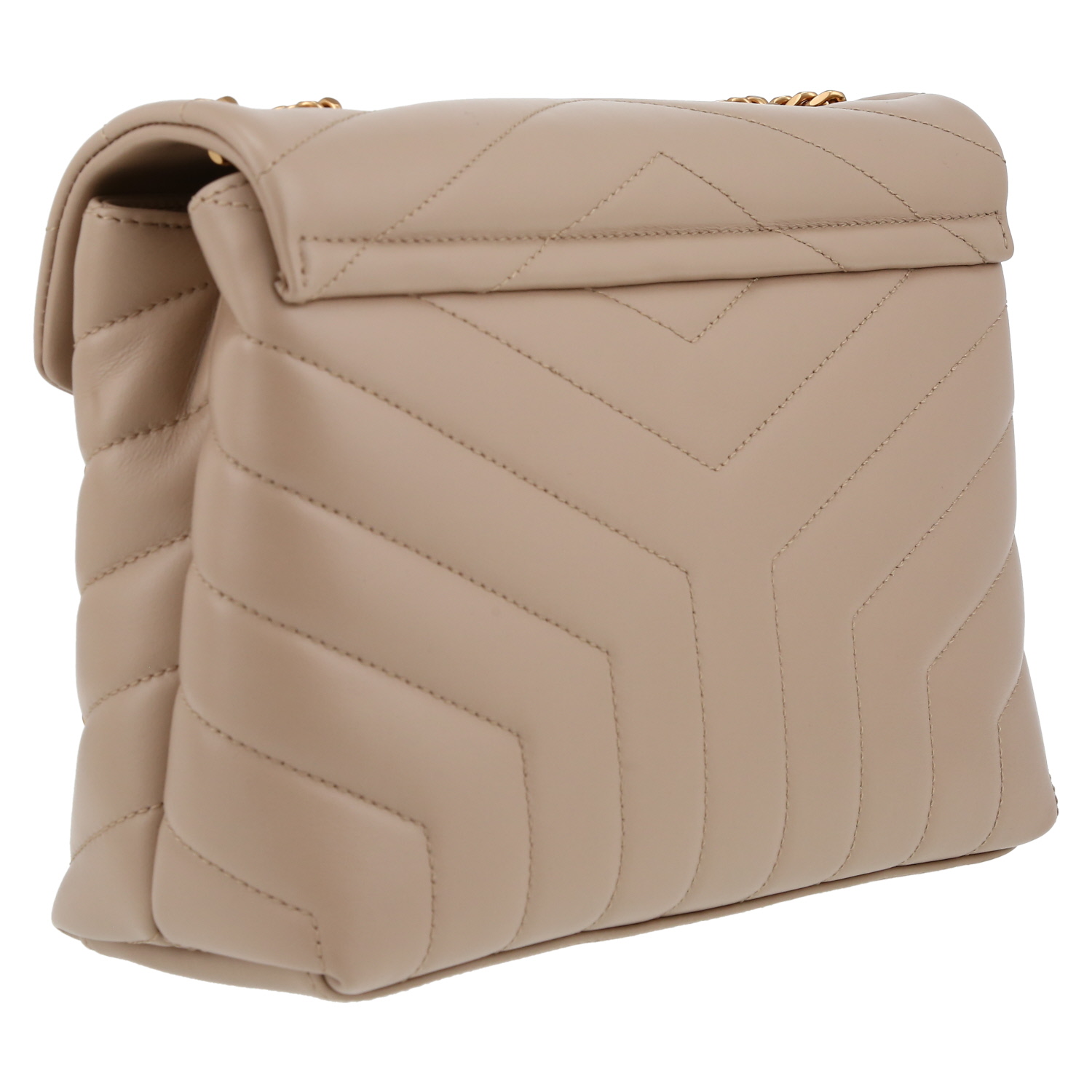 Saint Laurent  Loulou small model  shoulder bag  in beige chevron quilted leather - Detail D6