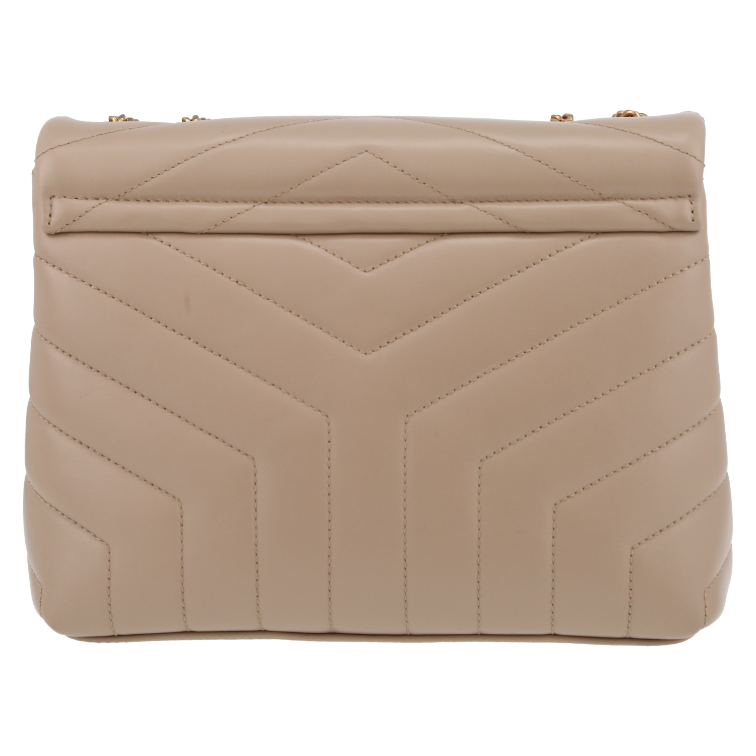 Borsa a tracolla Saint Laurent  Loulou modello piccolo  in pelle trapuntata a zigzag beige - Detail D7