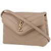 Borsa a tracolla Saint Laurent  Toy Loulou in pelle trapuntata a zigzag beige - 00pp thumbnail