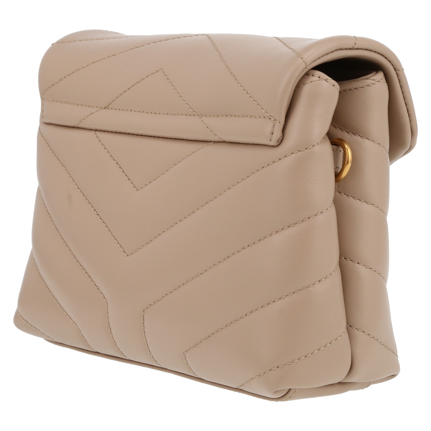 Borsa a tracolla Saint Laurent Toy Loulou in pelle trapuntata a zigzag beige - Detail D5