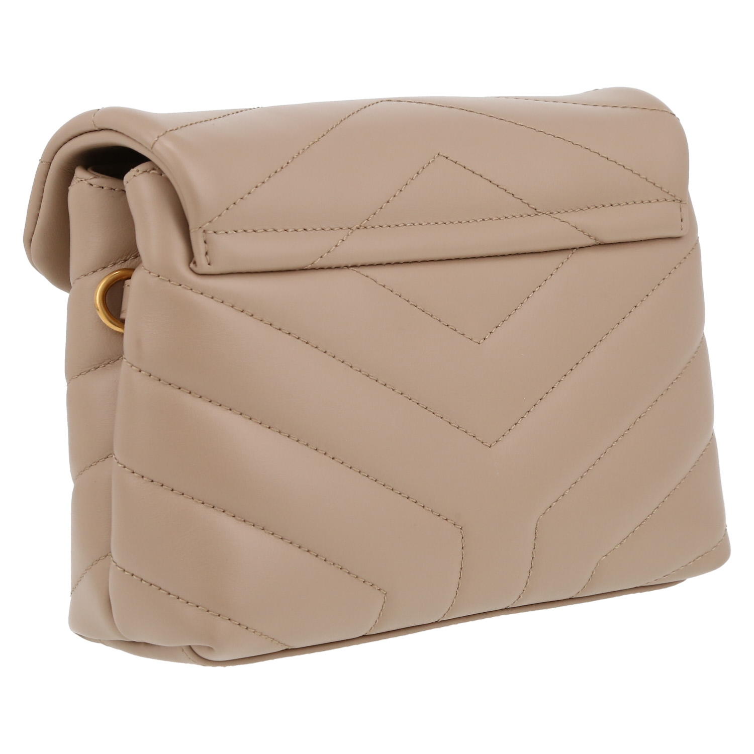 Borsa a tracolla Saint Laurent Toy Loulou in pelle trapuntata a zigzag beige - Detail D6