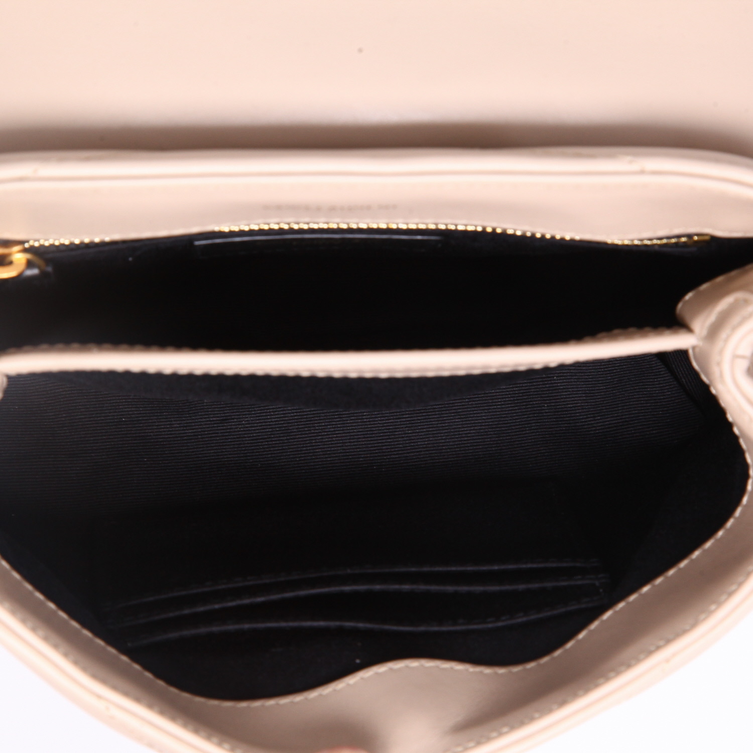 Borsa a tracolla Saint Laurent Toy Loulou in pelle trapuntata a zigzag beige - Detail D8
