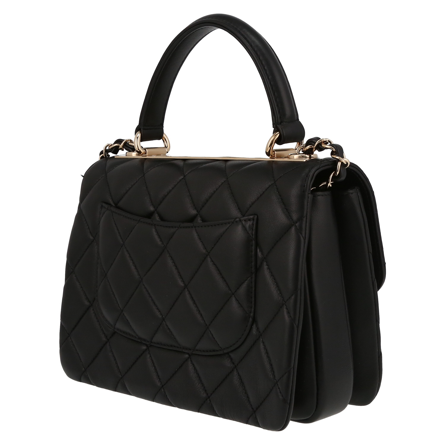 Chanel  Trendy CC handbag  in black quilted leather - Detail D5