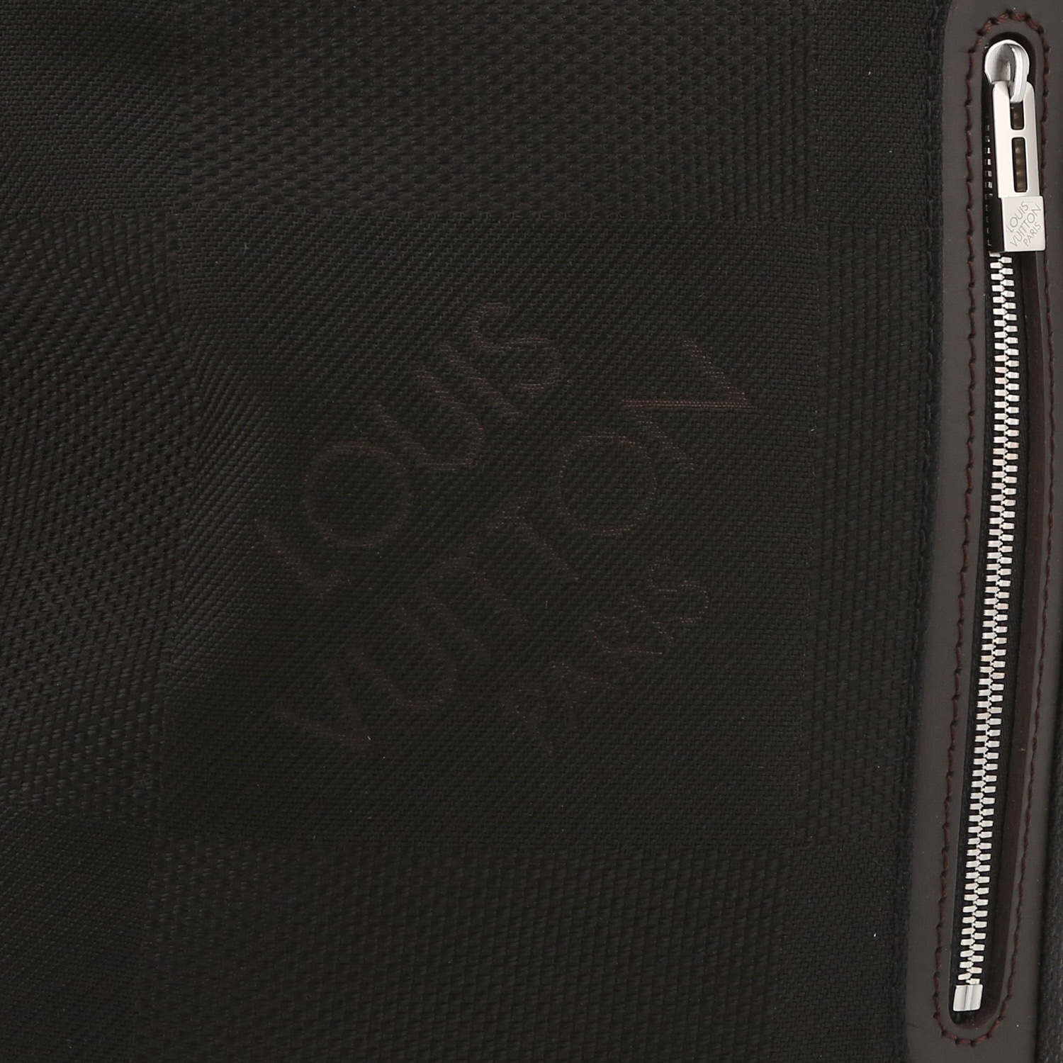 Louis Vuitton   shoulder bag  in black damier canvas  and brown leather - Detail D1