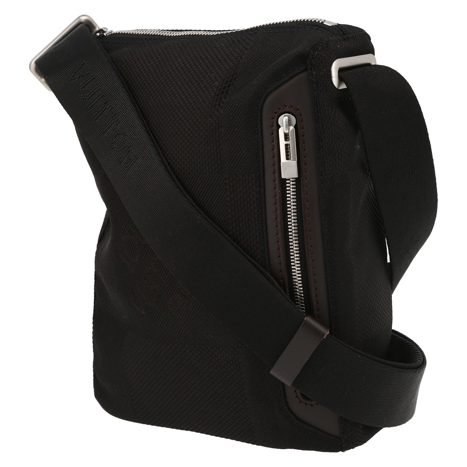 Sac bandoulière Louis Vuitton   en toile damier noire et cuir marron - Detail D3