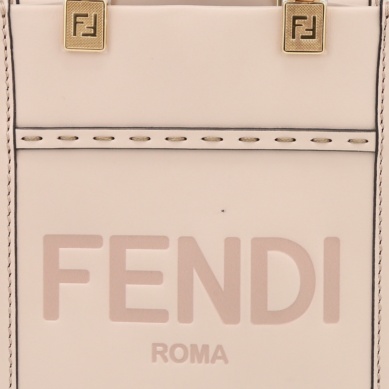 Bolso de mano Fendi  Sunshine mini  en cuero rosa - Detail D1