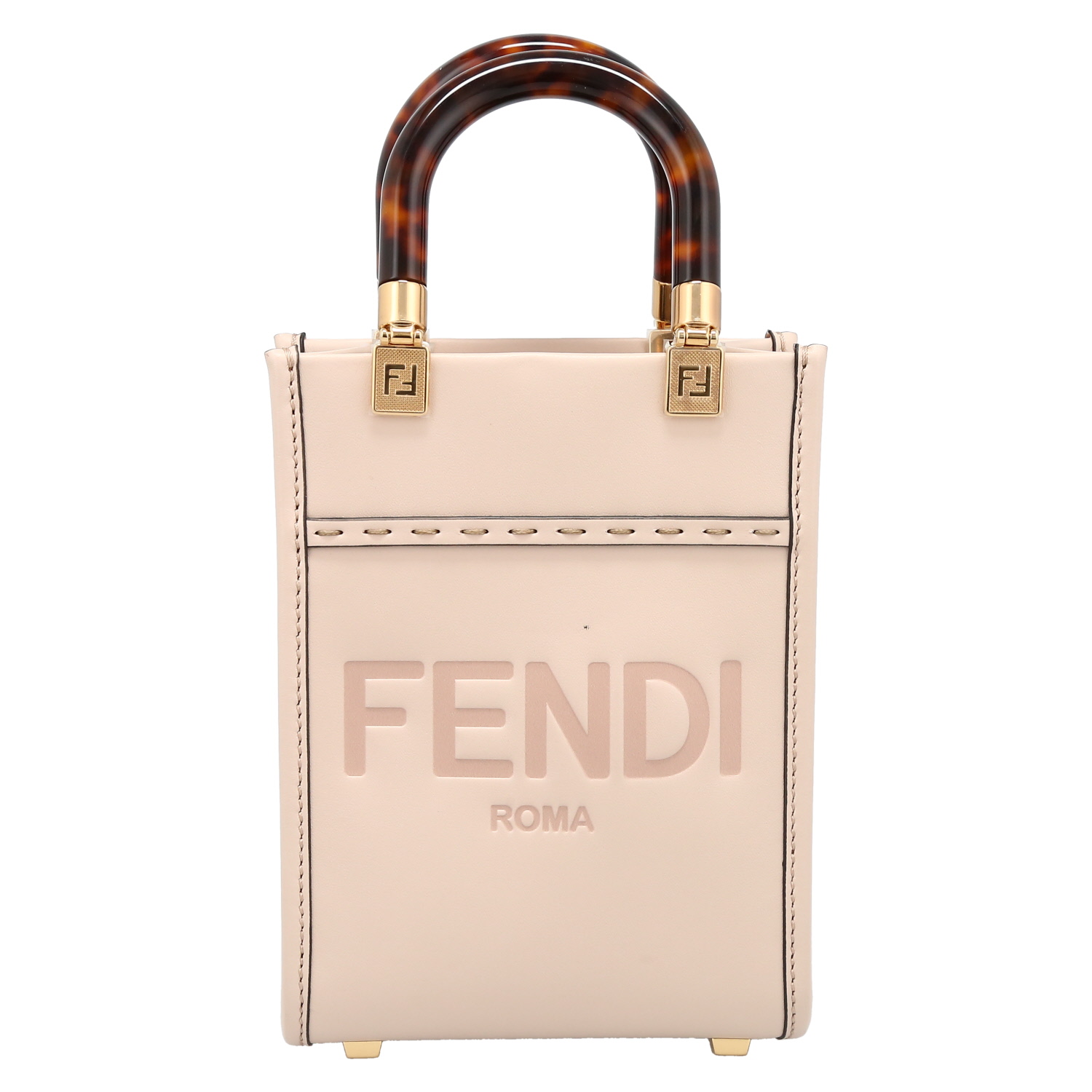 Fendi Sunshine mini handbag in pink leather - Detail D2