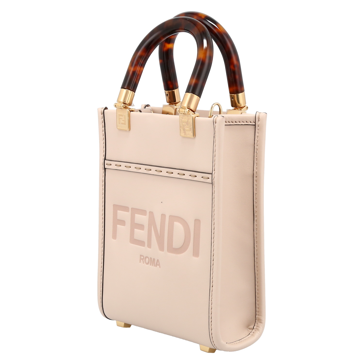 Bolso de mano Fendi  Sunshine mini  en cuero rosa - Detail D3