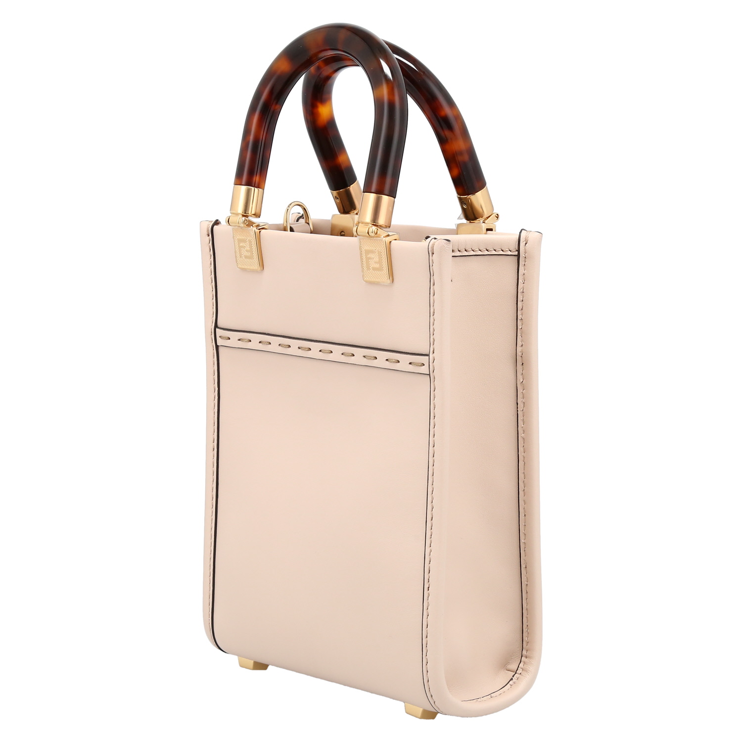 Bolso de mano Fendi  Sunshine mini  en cuero rosa - Detail D5