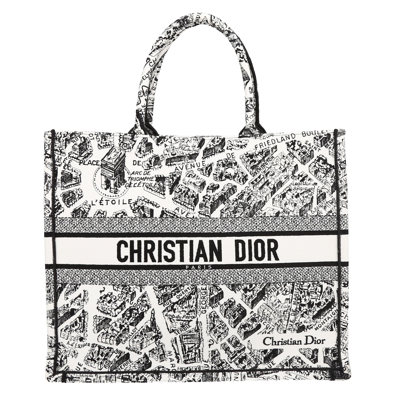 Bolso Cabás Dior  Book Tote modelo grande  en lona negra y blanca - Detail D2