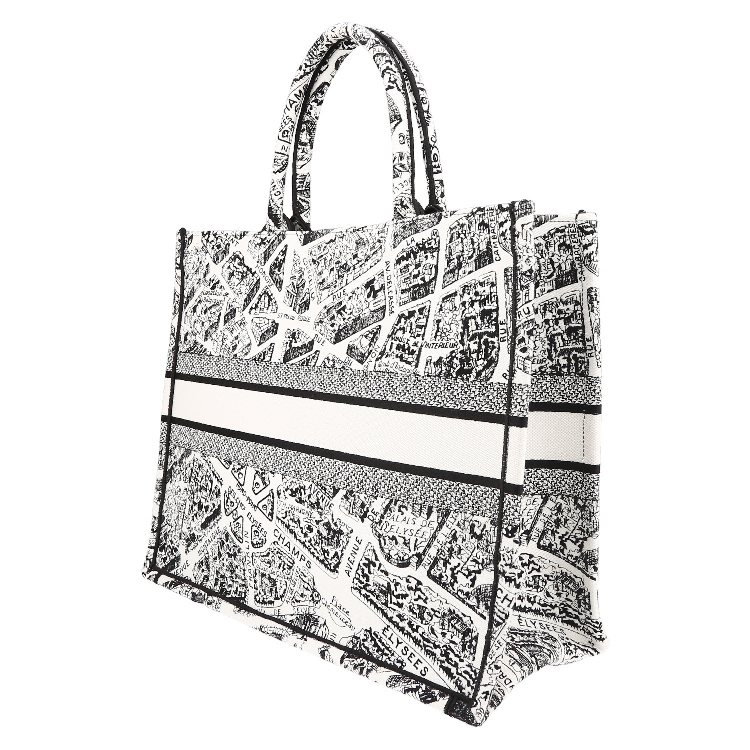 Dior  Book Tote large model  shopping bag  in black and white canvas - Detail D5