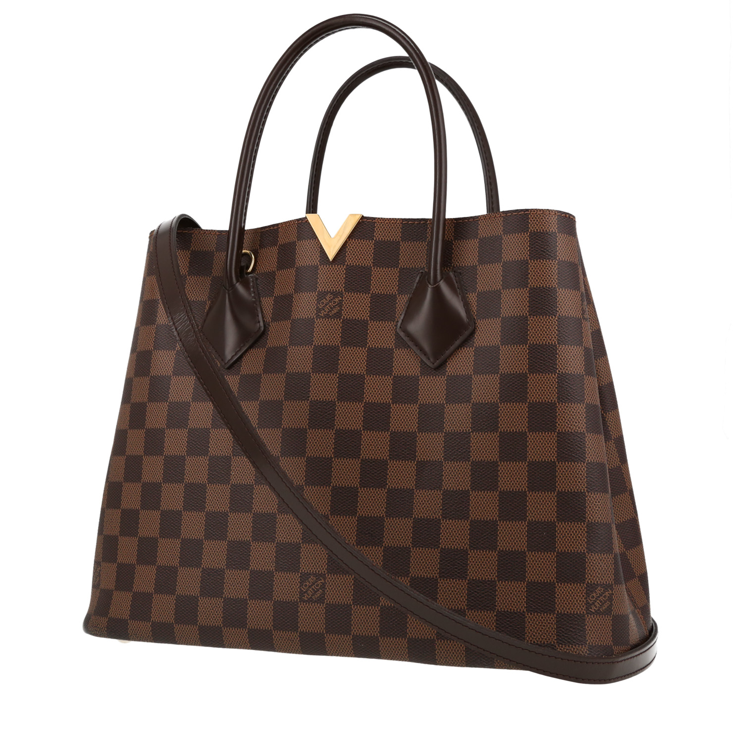 Louis Vuitton Kensington shopping bag in brown damier canvas and brown  leather