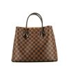 Shopping bag Louis Vuitton  Kensington in tela a scacchi marrone e pelle marrone - 360 thumbnail