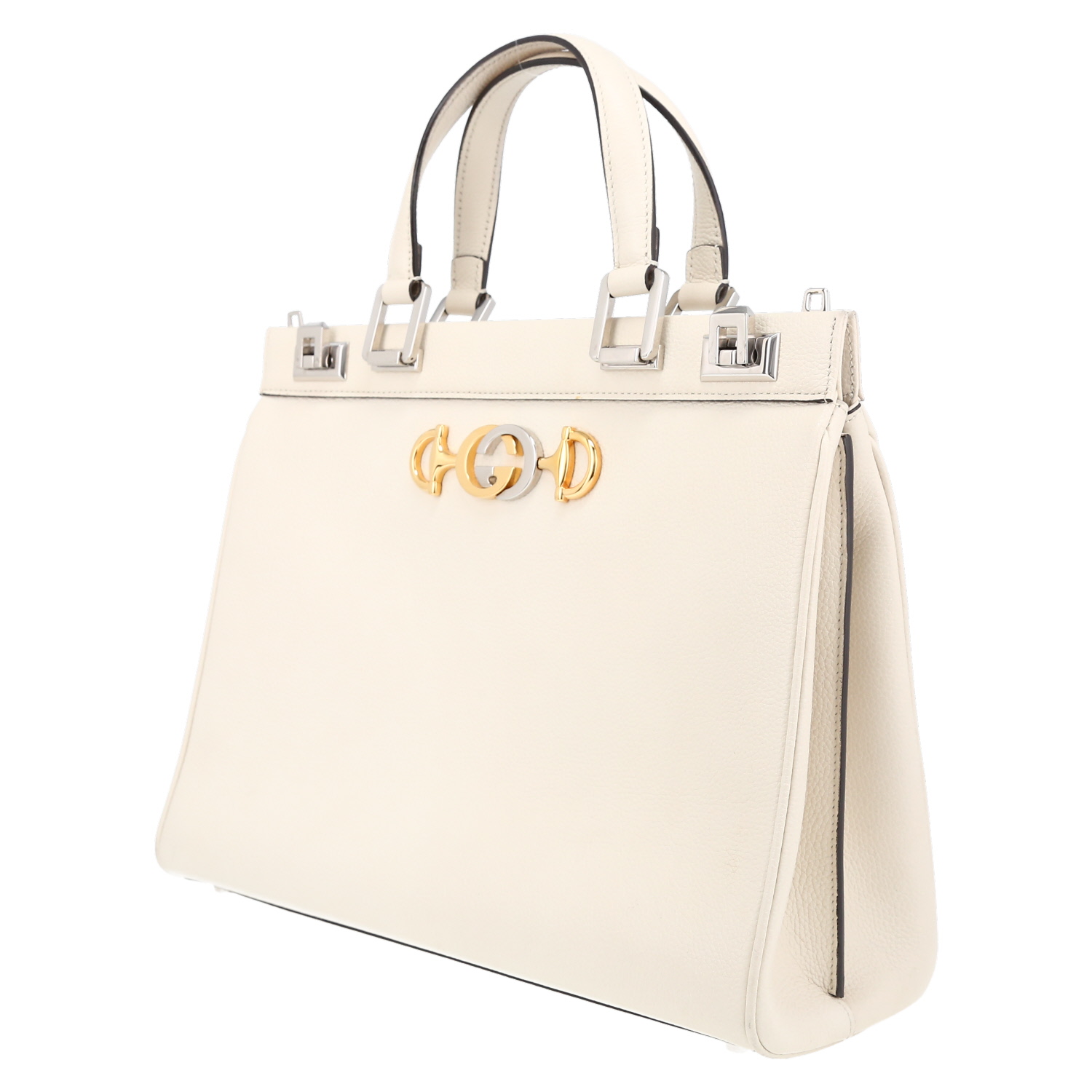Gucci Zumi shoulder bag in white leather - Detail D3