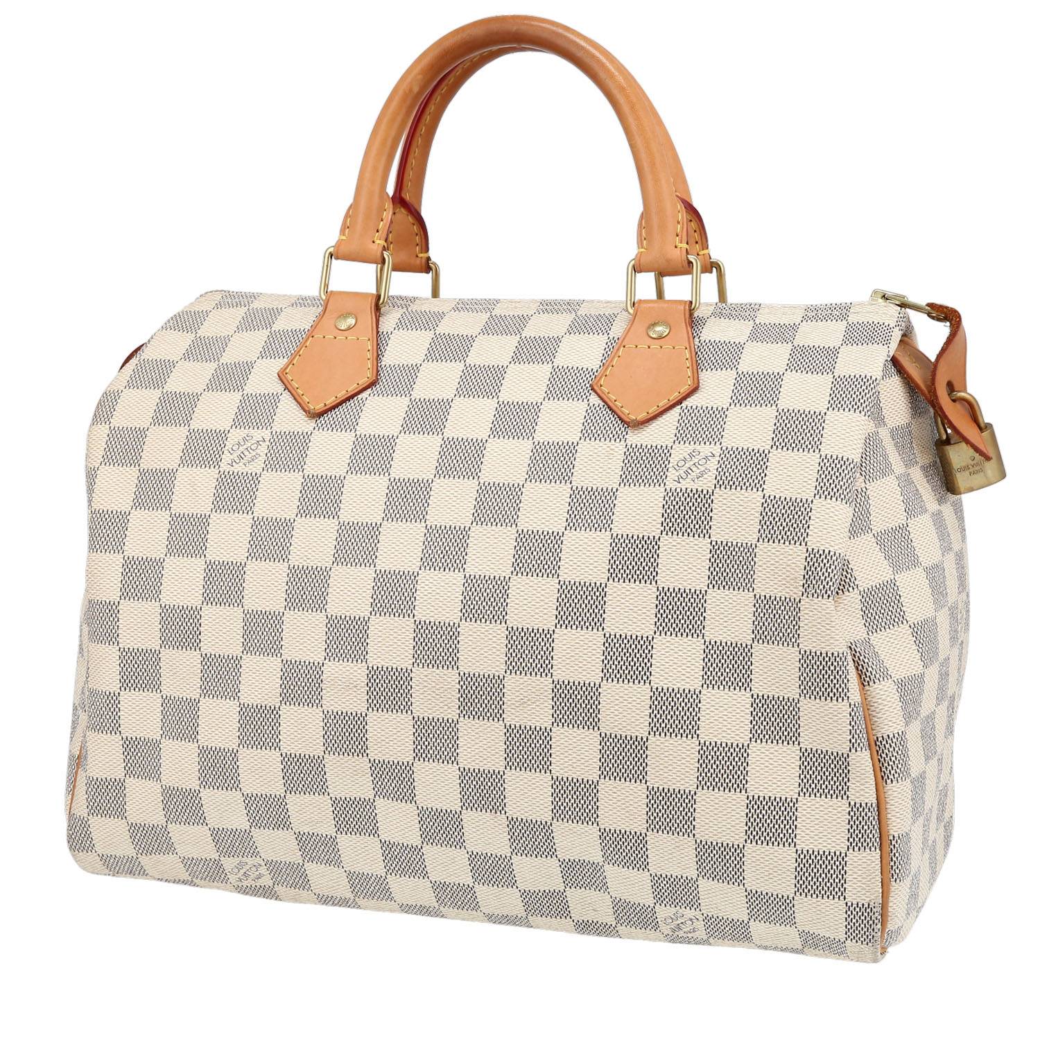 Louis Vuitton Speedy 30 White Damier Azur Hand Bag Made In France