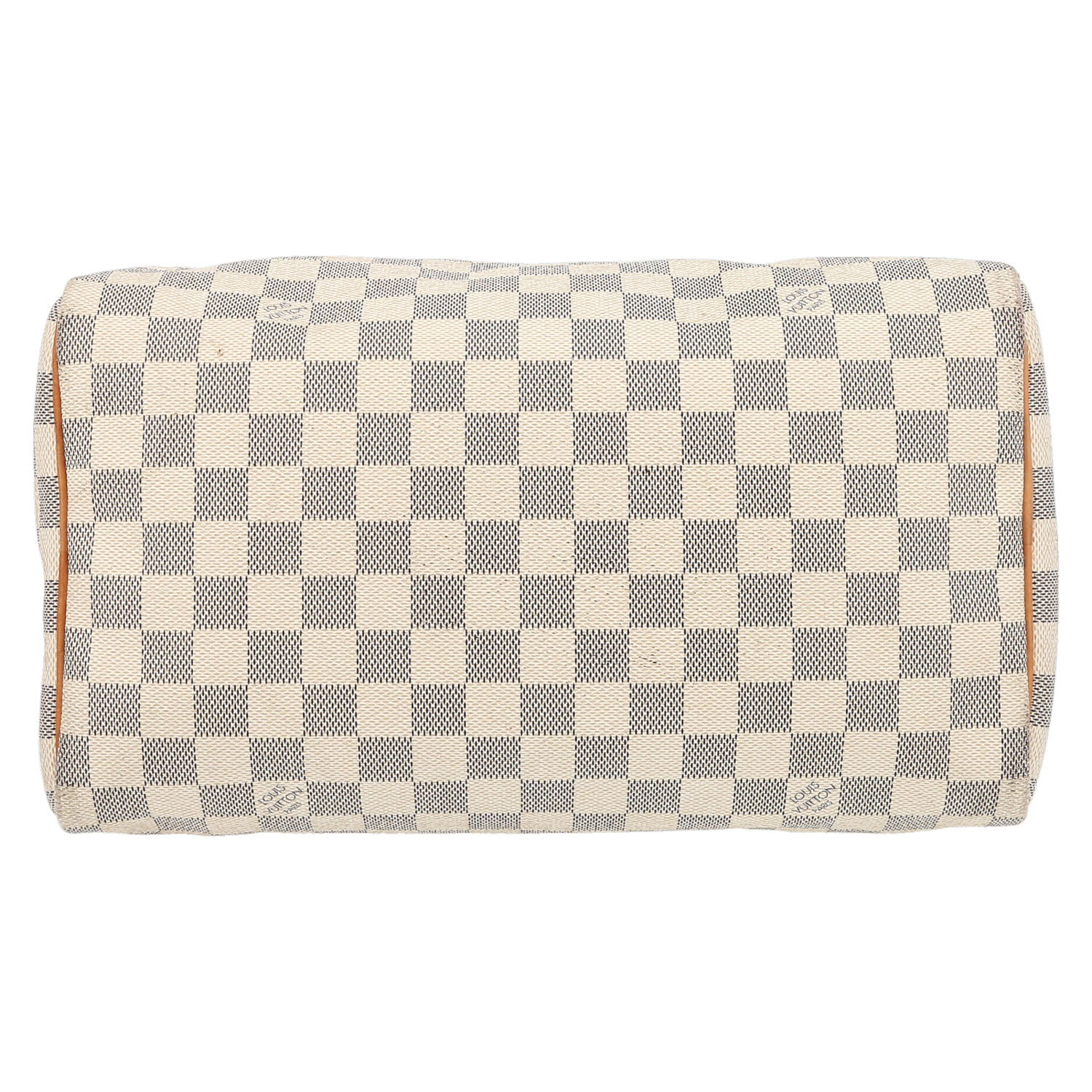 Louis Vuitton  Speedy 30 handbag  in azur damier canvas  and natural leather - Detail D4