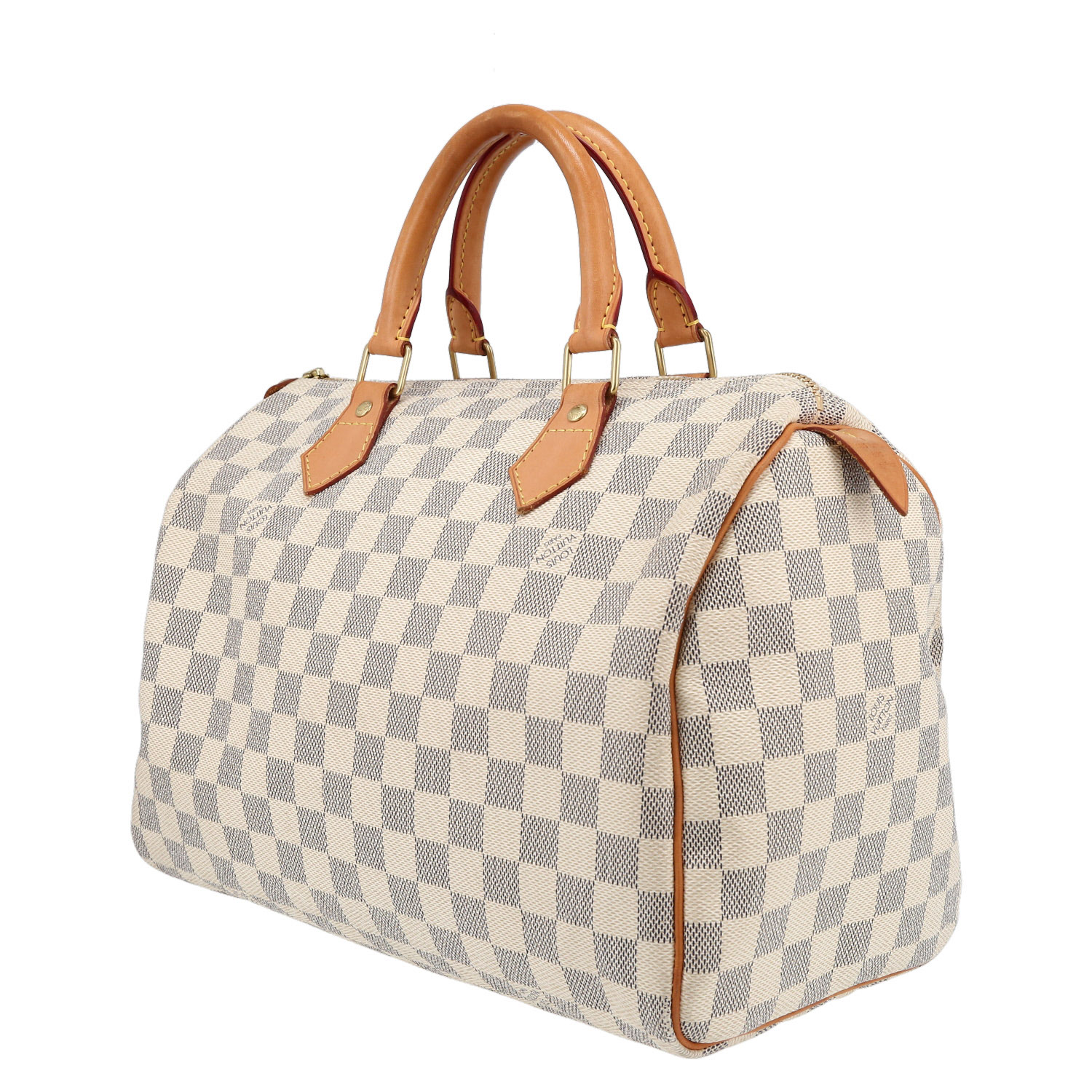 Borsa Louis Vuitton  Speedy 30 in tela a scacchi azzurro e pelle naturale - Detail D5