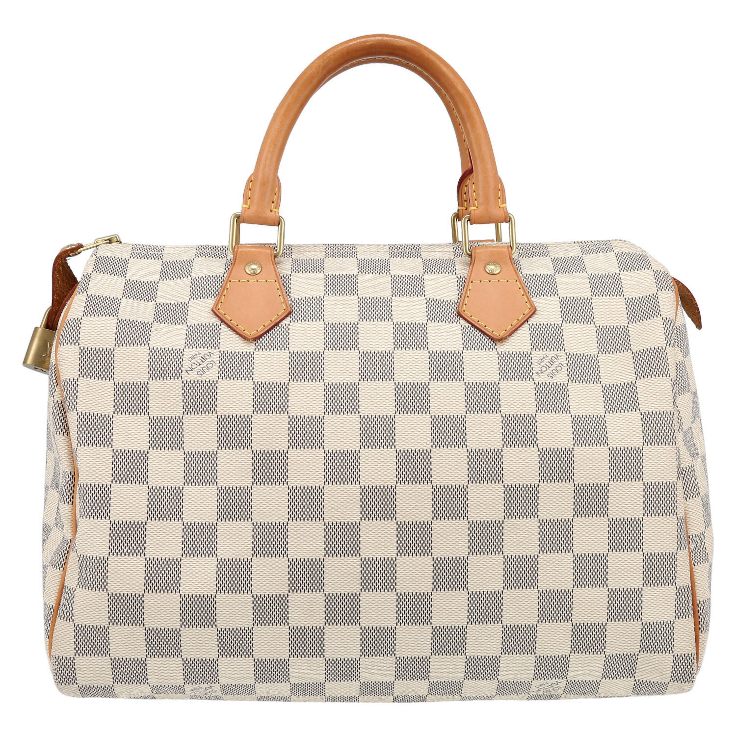 Borsa Louis Vuitton  Speedy 30 in tela a scacchi azzurro e pelle naturale - Detail D7