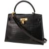 Sac à main Hermès  Kelly 28 cm en crocodile porosus noir - 00pp thumbnail