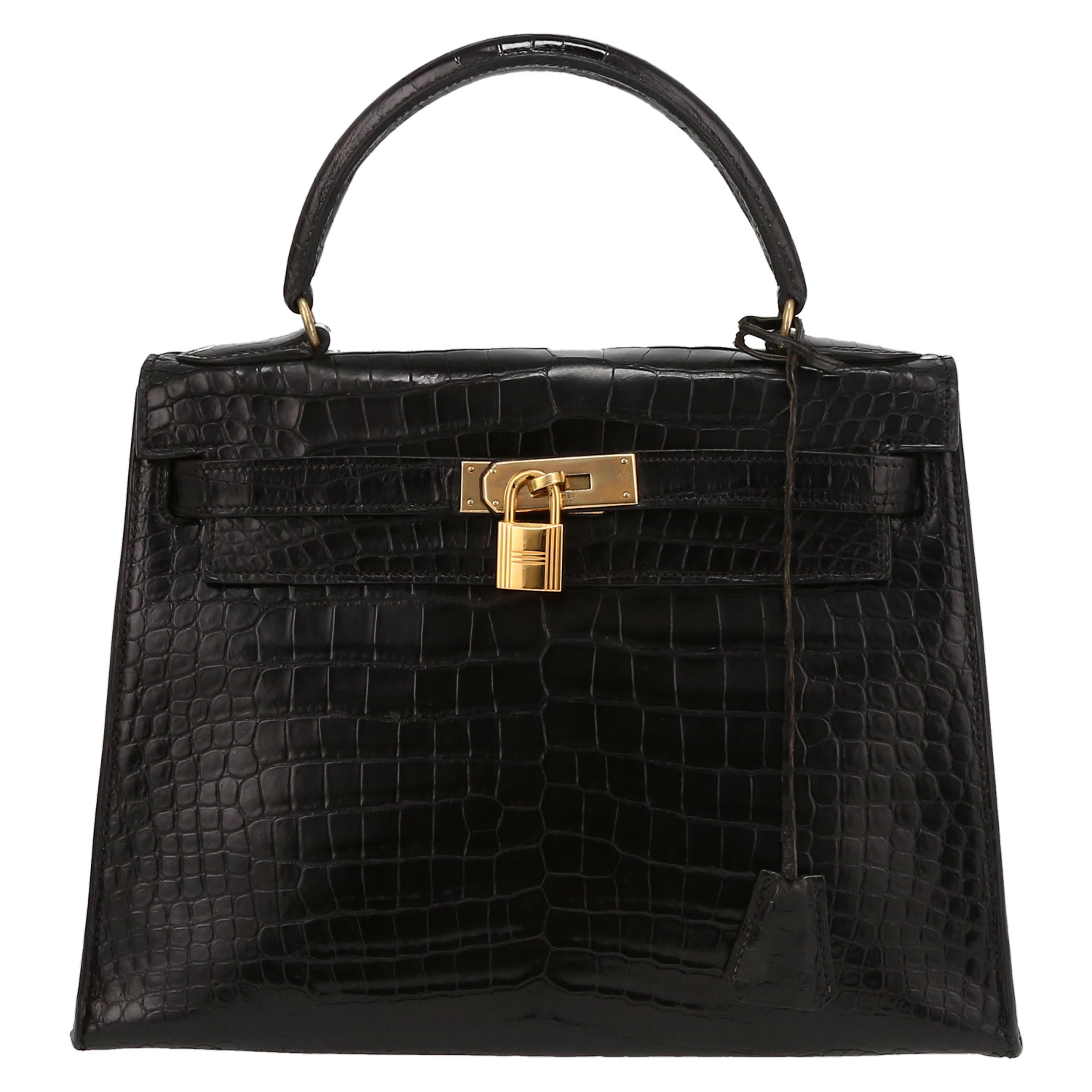 Hermès  Kelly 28 cm handbag  in black porosus crocodile - Detail D2