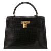 Sac à main Hermès  Kelly 28 cm en crocodile porosus noir - Detail D2 thumbnail