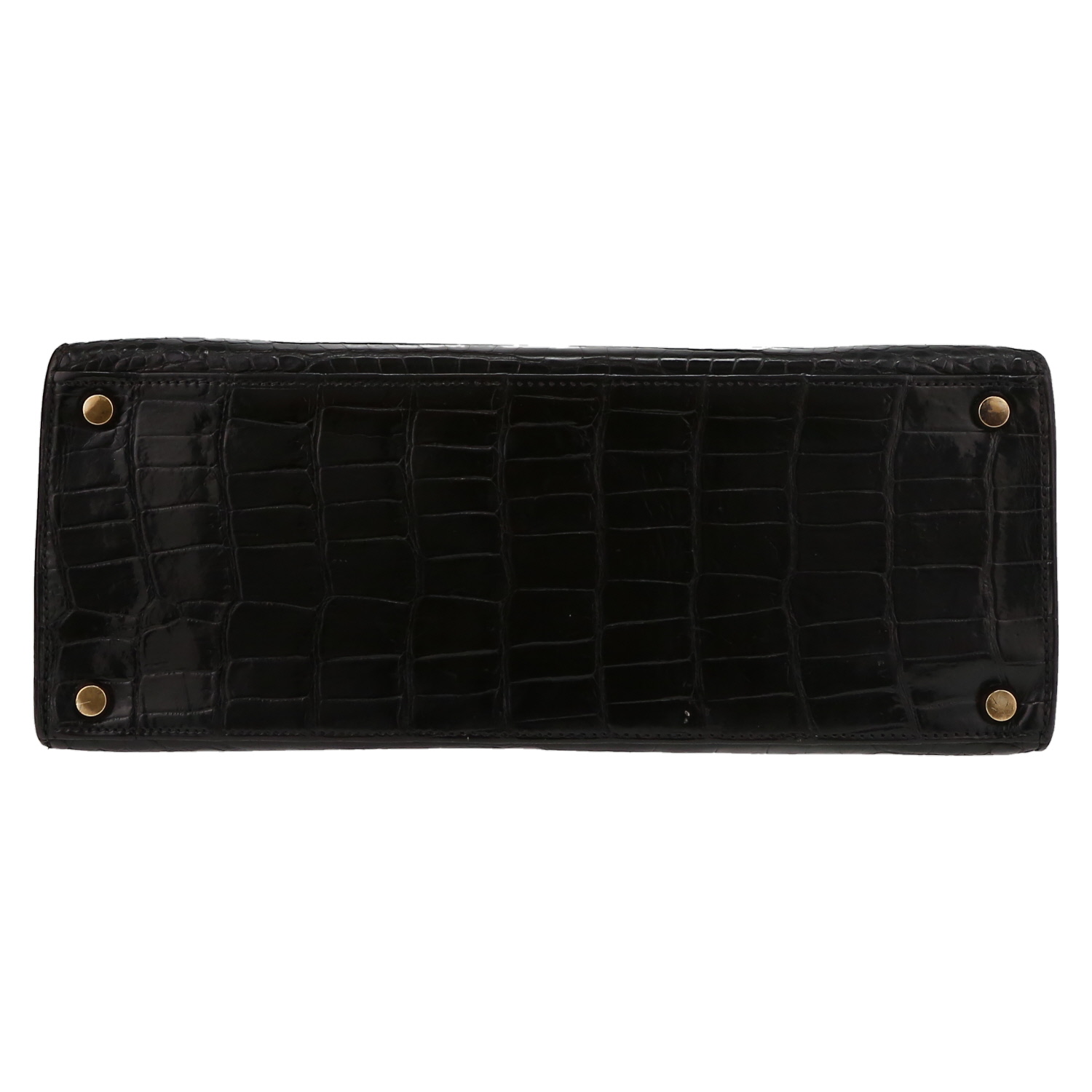 Hermès  Kelly 28 cm handbag  in black porosus crocodile - Detail D4