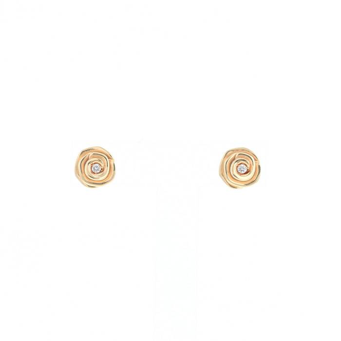 Rose Couture Small Model Earrings In Pink And Diamonds